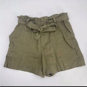 Women’s Magaschoni olive green linen shorts